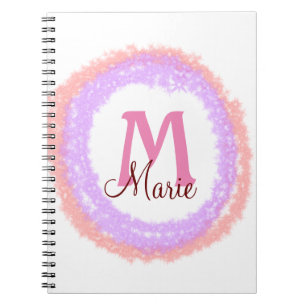 Cuaderno Sencillo color purpurina brillo añadir nombre mono