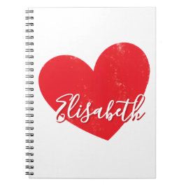 Cuaderno Sencillo Corazón Rojo Faded con su nombre