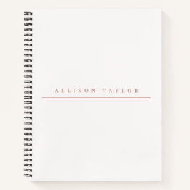 Cuaderno Sencillo Elegante Rosa Claro Nombre Personalizado 