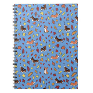 Cuaderno Sencillo Hojas de Otoño Azules Corgi
