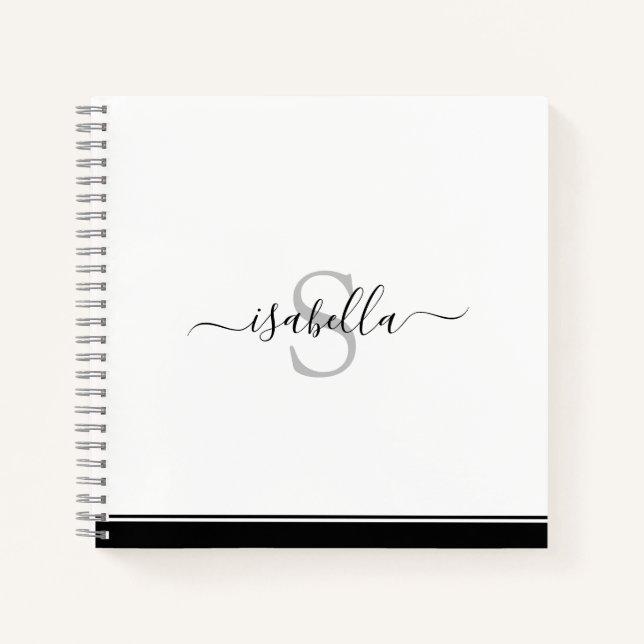 Cuaderno Sencillo Moderno Monogramado Elegante (Anverso)
