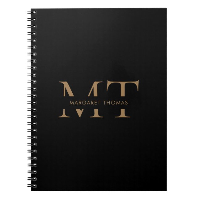 Cuaderno Sencillo Monograma Negro Oro (Frente)