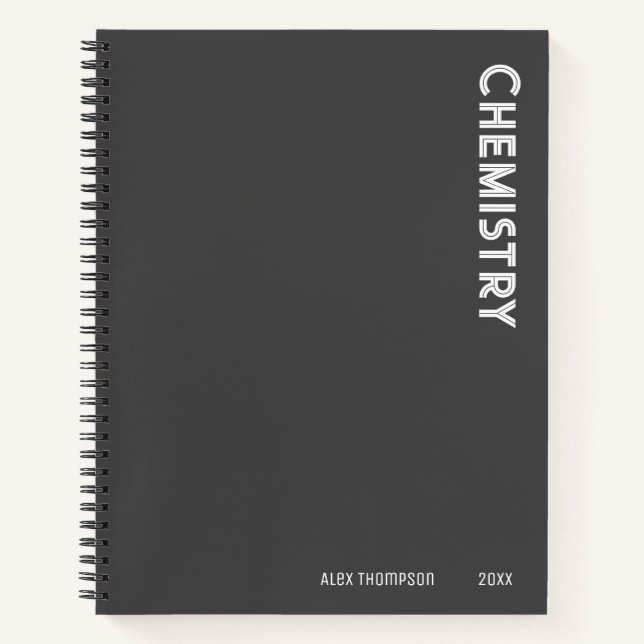 Cuaderno Sencillo monogramado Química gris oscuro (Anverso)