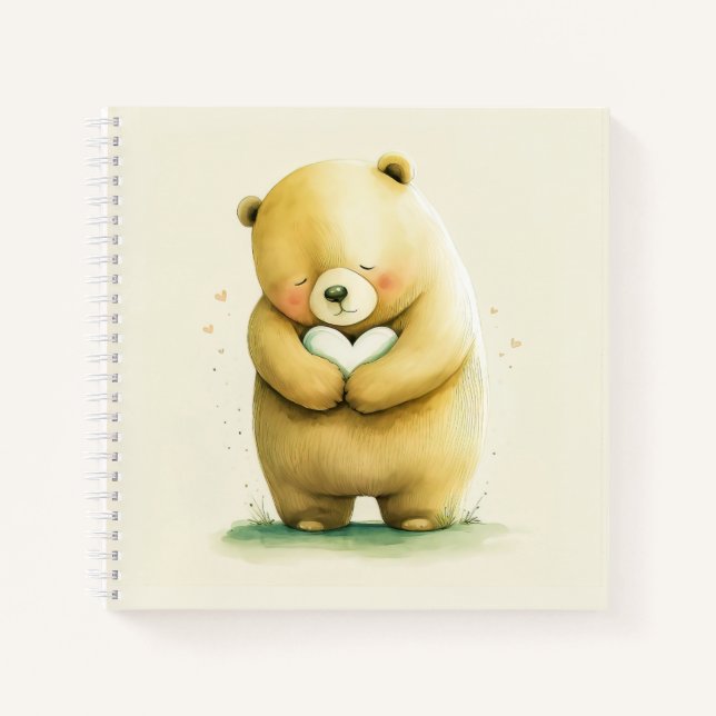 Cuaderno Sencillo Oso Triste con una obra de arte del coraz (Anverso)