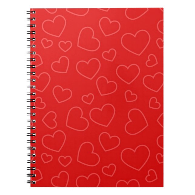 Cuaderno Sencillo patrón de corazón rojo (Frente)