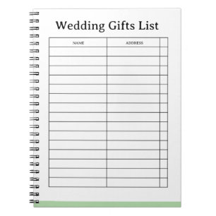 Cuaderno Sencillo Personalizado de Lista de Regalo