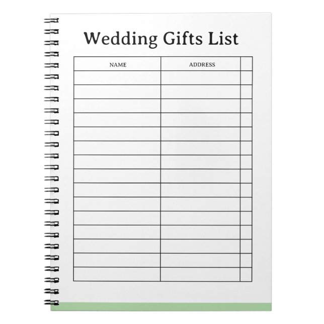 Cuaderno Sencillo Personalizado de Lista de Regalo (Frente)