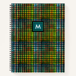 Cuaderno Sencillo Tartán Moderno Verde azulado Tan Verde Mo