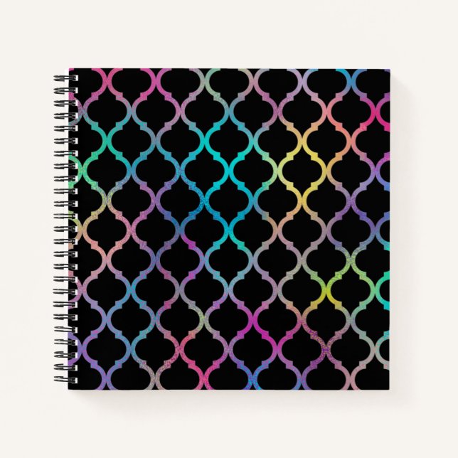 Cuaderno Sencillo y elegante patrón marroquí de colores mod (Anverso)