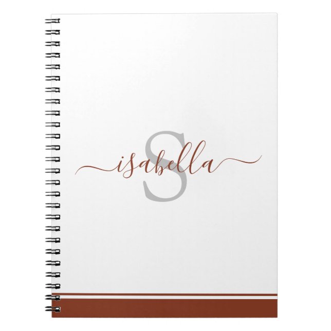 Cuaderno Sencillo Y Moderno Estilo Monogramado Elegante Res (Frente)