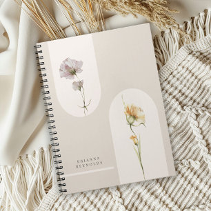 Cuaderno Sencillos arcos boho flores silvestres en el peina