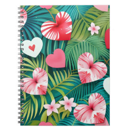 Cuaderno Sencillos corazones y follaje tropical