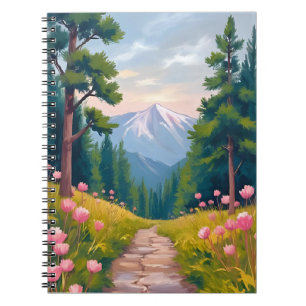 Cuaderno Senderismo en la montaña Paisaje floral de la na