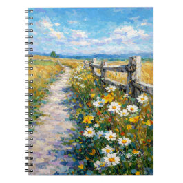 Cuaderno Sendero de flores silvestres iluminado por el sol 