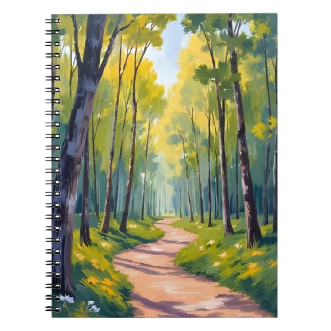 Cuaderno Sendero de primavera | Bosque verde acuarela natur (Frente)