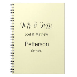Cuaderno señor y señora nombre año de boda pareja simple am