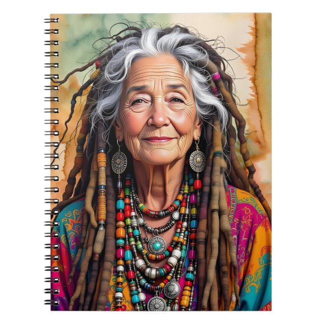 Cuaderno Señora Anciana Genial con Cabello Rastas Mujer Hip (Frente)