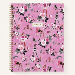 Cuaderno SEÑORA DE LOS GATOS FLORAL Rosa Caliente