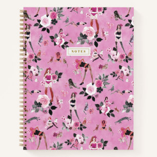 Cuaderno SEÑORA DE LOS GATOS FLORAL Rosa Caliente