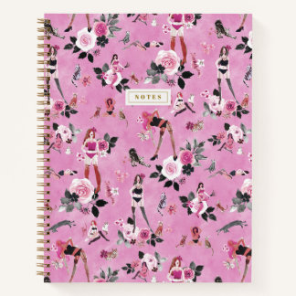 Cuaderno SEÑORA DE LOS GATOS FLORAL Rosa Caliente