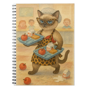 Cuaderno Señora del almuerzo sirviendo comida en la escuela