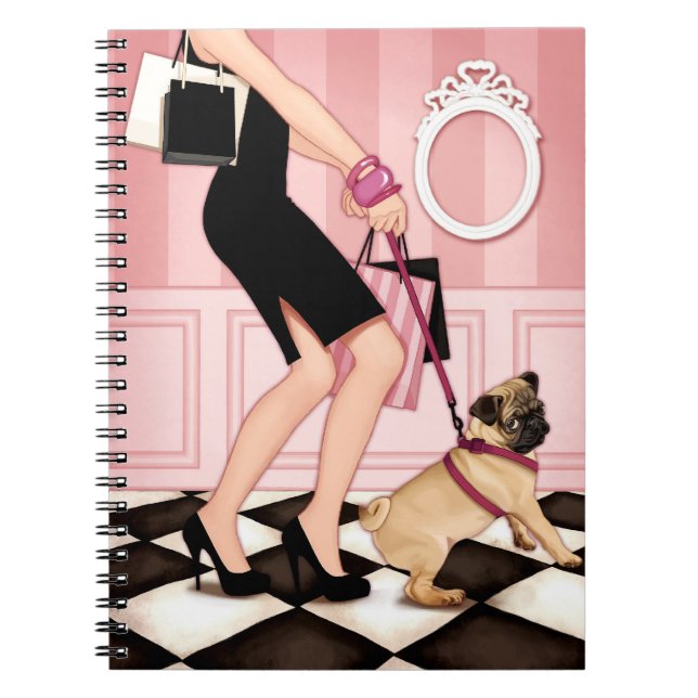 Cuaderno Señora elegante que camina su barro amasado (Frente)