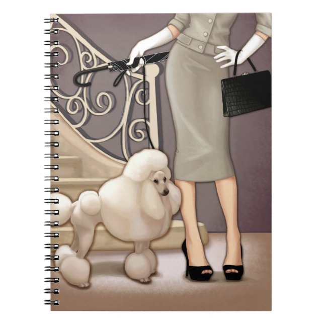 Cuaderno Señora elegante que camina su caniche (Frente)