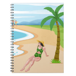 Cuaderno señora en la playa