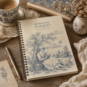 Cuaderno Señora leyendo en el campo francés personalizado