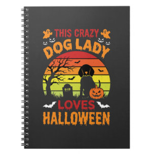 Cuaderno Señora Perro Loco Ama Diseño Antiguo de Halloween