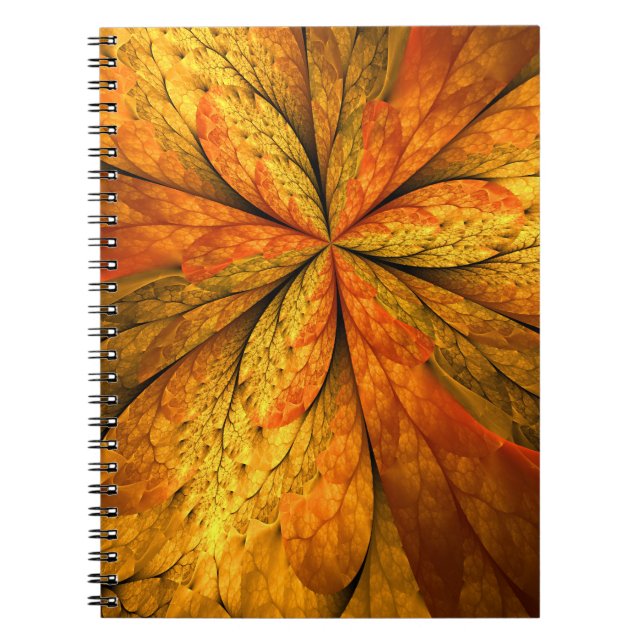 Cuaderno Sensación de otoño, flor fractal abstracta moderna (Frente)