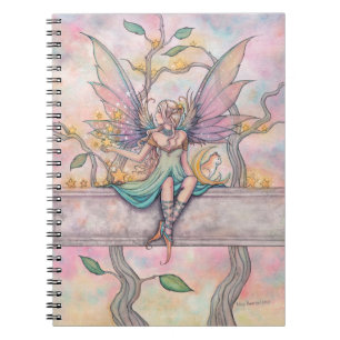 Cuaderno Sentada con estrellas Arte de fantasía en acuarela