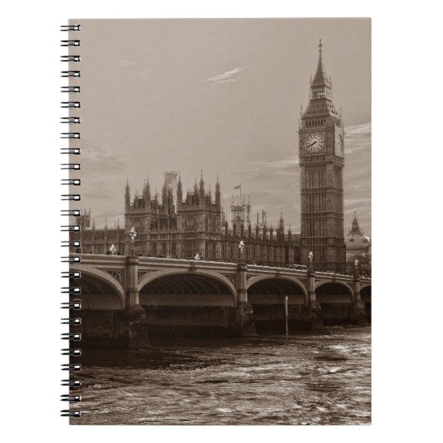 Cuaderno Sepia Big Ben Tower Palace de Westminster (Frente)