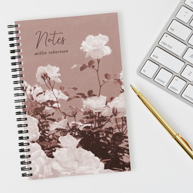 Cuaderno Sepia Roses Floral Garden Custom Spiral Notebook (Subido por el creador)