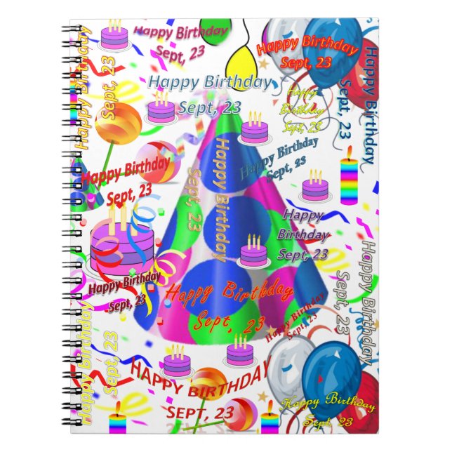 Cuaderno Septiembre, 23 Cumpleaños Portátil Sept, (Frente)