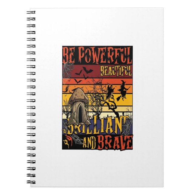 Cuaderno Ser Poderoso Hermoso Brillante Hongo de Halloween (Frente)