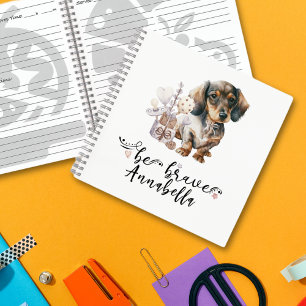 Cuaderno Ser valiente con una pipa de Dachshund personaliza