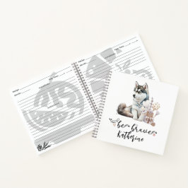 Cuaderno Ser valiente Husky Puppy personalizado