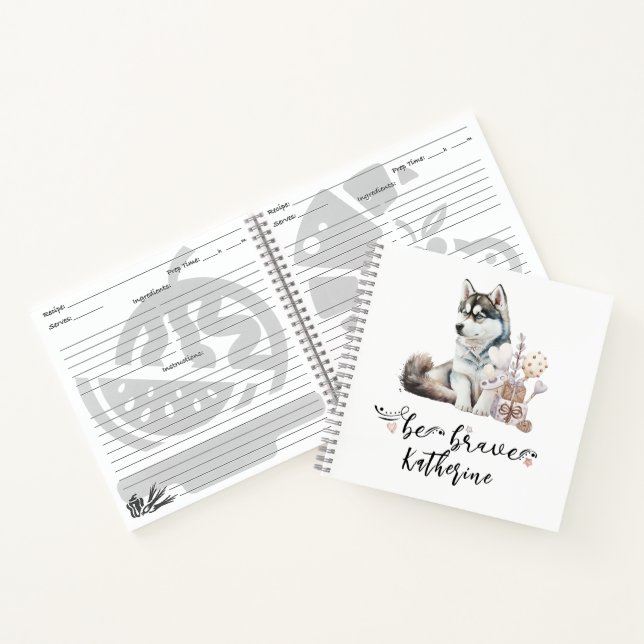 Cuaderno Ser valiente Husky Puppy personalizado (Interior)