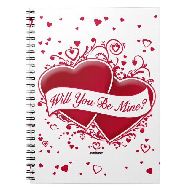 Cuaderno ¿Serás Mío? Corazones rojos (Frente)