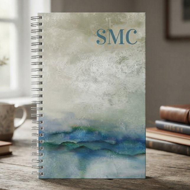 Cuaderno Serena Reflexión de Acuarela Azul (Serene watercolor grief journal for processing loss during bereavement.)