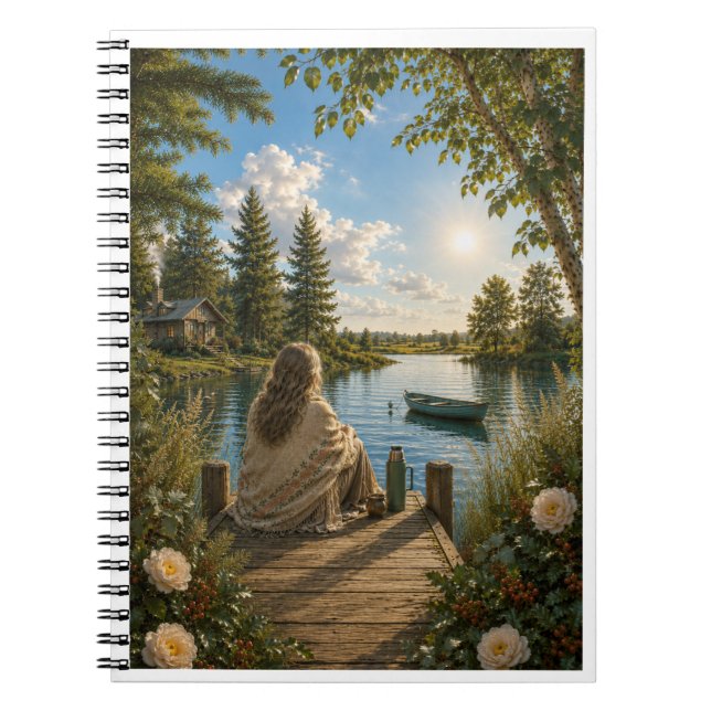 Cuaderno Serene Lakeside Notebook | Peaceful Nature & Cotta (Frente)