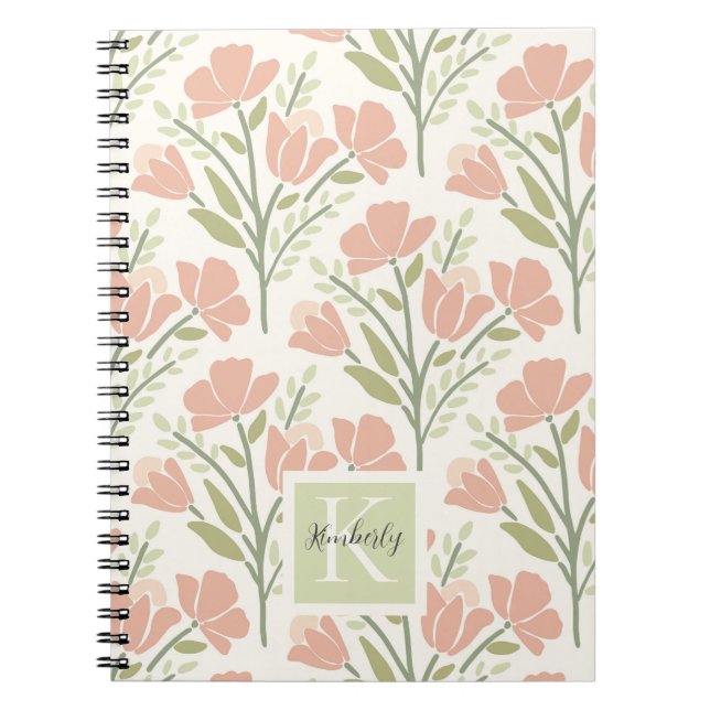 Cuaderno Serene Neutral Florals Monogramado (Frente)