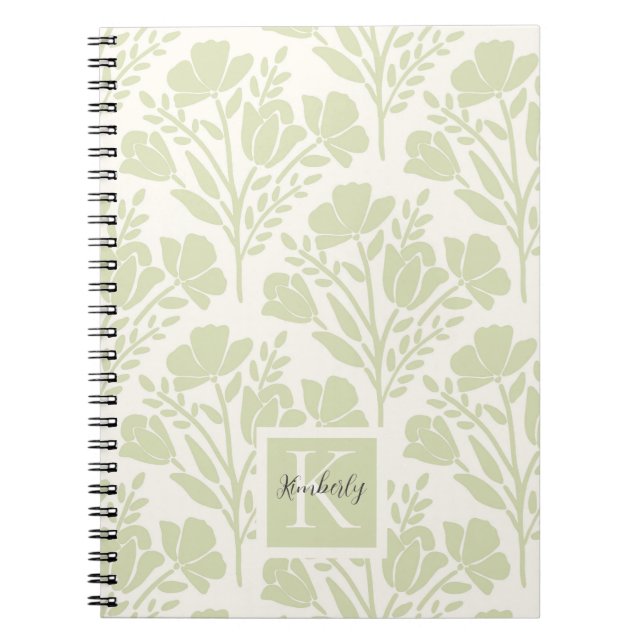 Cuaderno Serene Neutral Florals Monogramado (Frente)