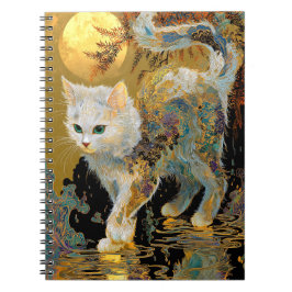 Cuaderno Serene Rinpa Cat | Zen de oro japonés