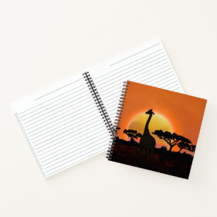 Cuaderno Serengeti Sunset Giraffe   Vida salvaje de los Saf