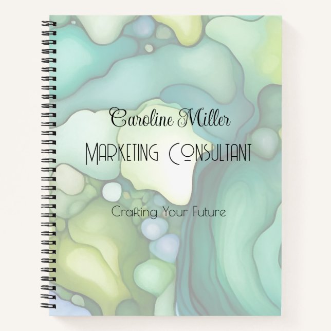 Cuaderno Serenidad en formas de flujo abstracto verde (Anverso)