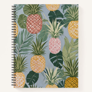 Cuaderno Serenidad Tropical: Piñas y Palmeras Pintadas