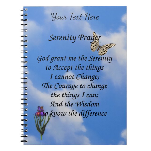 Cuaderno Serenity Prayer Butterfly Flower Inspirador (Frente)
