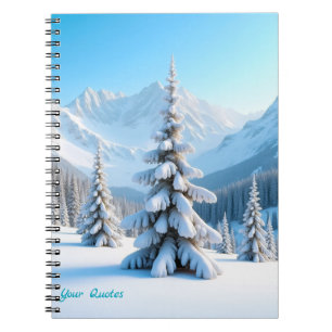 Cuaderno Sereno paisaje montañoso nevado y pino invernal